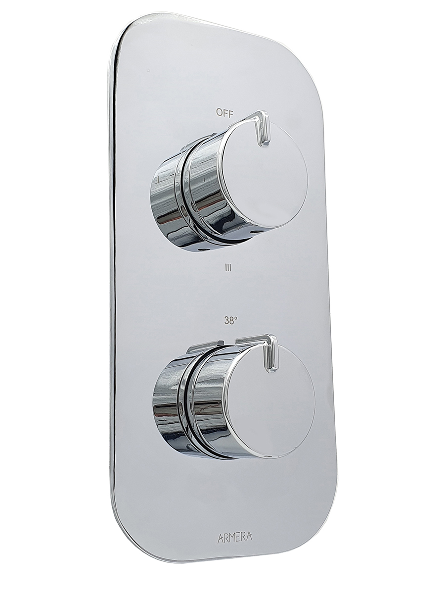 Pivot round concealed thermostatic valve - 3 outlet