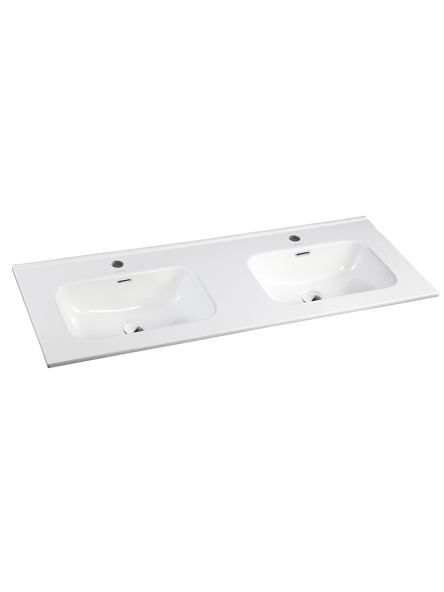 1200mm double cabinet basin with two tap holes and overflows