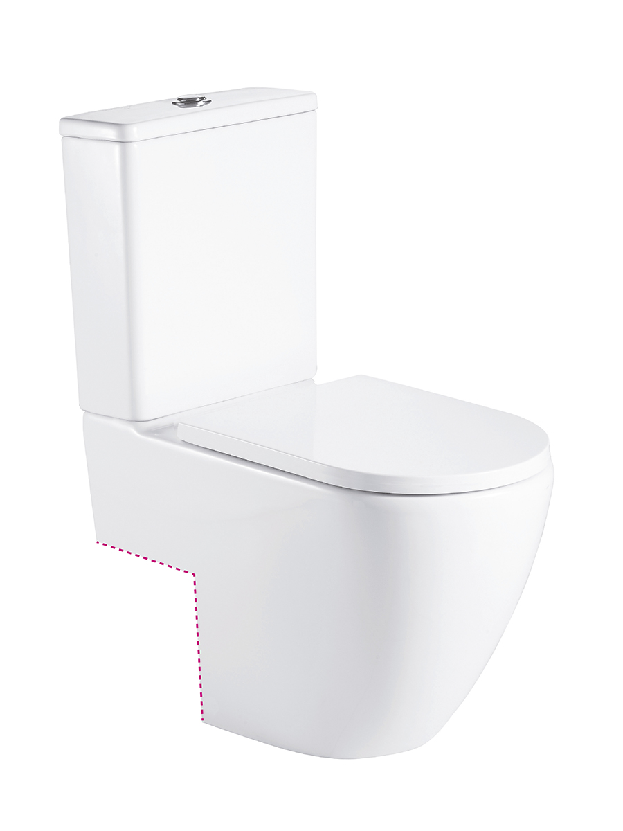 Lagoon close coupled WC with cistern fittings and seat with cut out