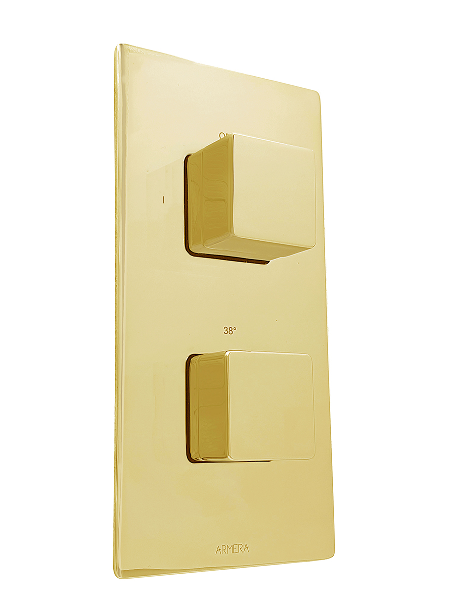 Pivot square concealed thermostatic valve - 2 outlet